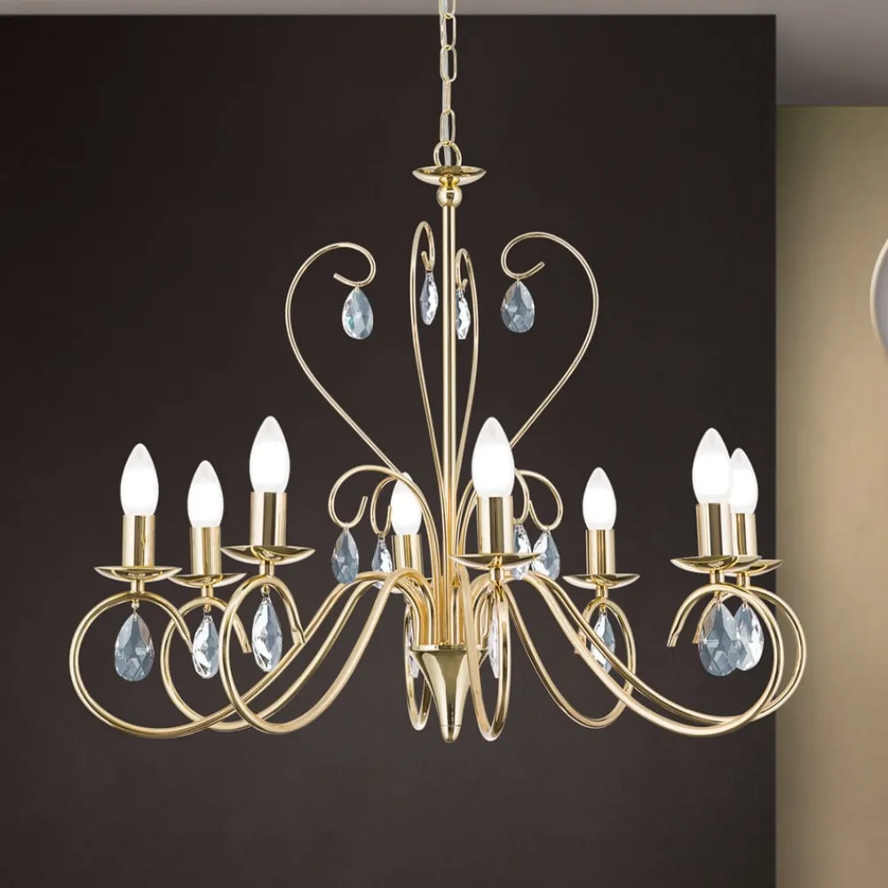ORION Lysekrone Alessia 8 lyskilder krystalglas guld