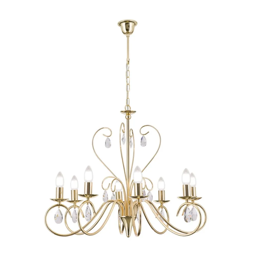 ORION Lysekrone Alessia 8 lyskilder krystalglas guld