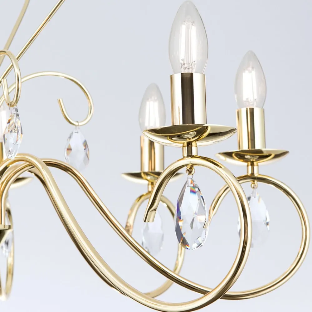 ORION Lysekrone Alessia 8 lyskilder krystalglas guld