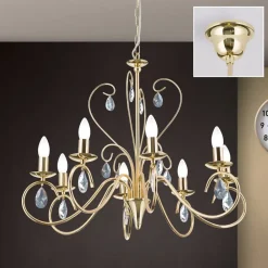 ORION Lysekrone Alessia 8 lyskilder krystalglas guld