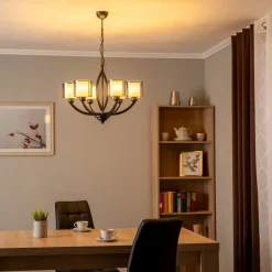 Avonni Lysekrone AV-7002-1876-6BSY med glasskærme