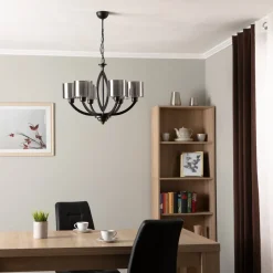 Avonni Lysekrone AV-7002-1876-6BSY med glasskærme