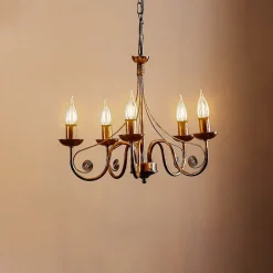 Lysekrone Ayleen i stål med 5 lyskilder, sort^Lamkur Hot