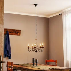 Lysekrone Ayleen i stål med 5 lyskilder, sort^Lamkur Hot