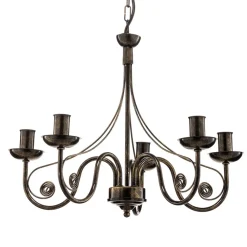 Lysekrone Ayleen i stål med 5 lyskilder, sort^Lamkur Hot