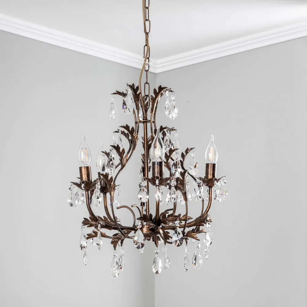 ONLI Lysekroner>Lysekrone Botte i metal med 5 lyskilder, bronze