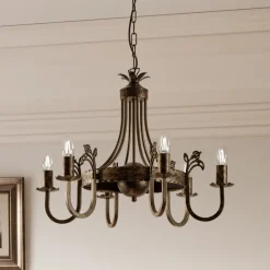 Jupiter Lysekroner>Lysekrone Castle mørk håndpatineret 6 lyskilder