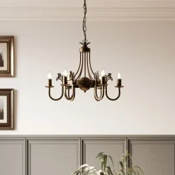 Jupiter Lysekroner>Lysekrone Castle mørk håndpatineret 6 lyskilder