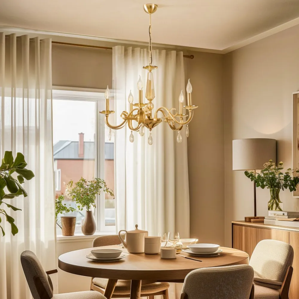 Lucea Lysekrone Castro, antik messing, 5 lyskilder