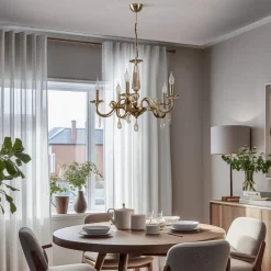 Lucea Lysekrone Castro, antik messing, 5 lyskilder