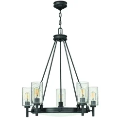 Lysekrone Collier, 5 lyskilder, sort, stål, glas, E27^HINKLEY Sale