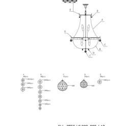 Lysekrone CR55, 12 lyskilder, med glasnedhæng^Clayre&Eef Hot