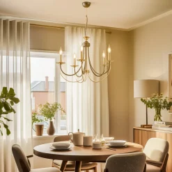 Lysekrone Ferra, messing antik, 5 lyskilder^Lucea Discount