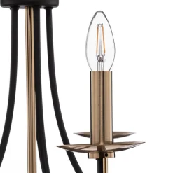 Lysekrone Ferra, messing antik, 5 lyskilder^Lucea Discount