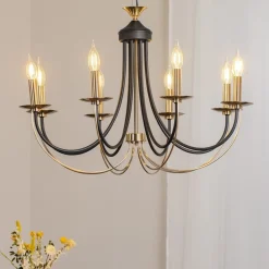 Lucea Lysekrone Ferra, messing antik, 8 lyskilder