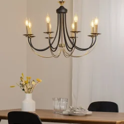 Lucea Lysekrone Ferra, messing antik, 8 lyskilder