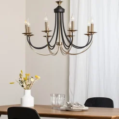 Lucea Lysekrone Ferra, messing antik, 8 lyskilder