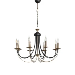 Lucea Lysekrone Ferra, messing antik, 8 lyskilder