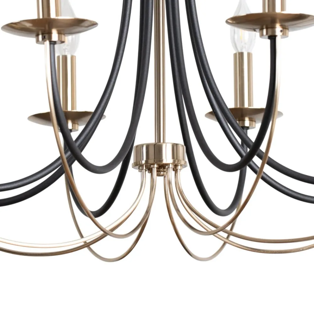 Lucea Lysekrone Ferra, messing antik, 8 lyskilder