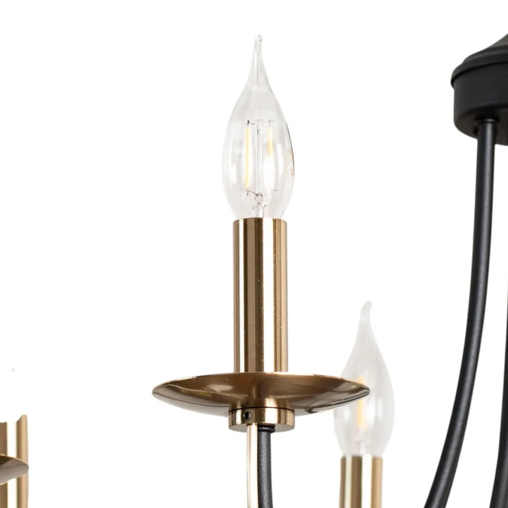 Lucea Lysekrone Ferra, messing antik, 8 lyskilder