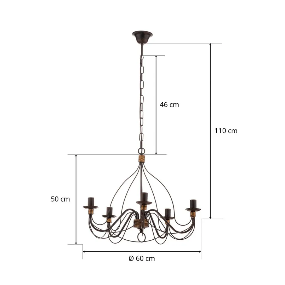 Lysekrone Fiamma Marrone 5 lyskilder uden skærme^ONLI Best