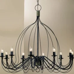 Kögl Lysekroner>Lysekrone Filo, 10 lyskilder, blå-sort, metal, Ø 100 cm