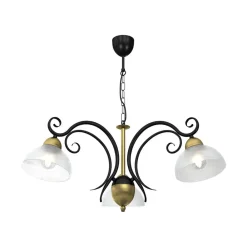 Luminex Lysekrone Flora, 3 glasskærme, sort/messing