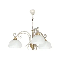 Luminex Pendellamper|Lysekroner>Lysekrone Flora, tre glasskærme, hvid/messing