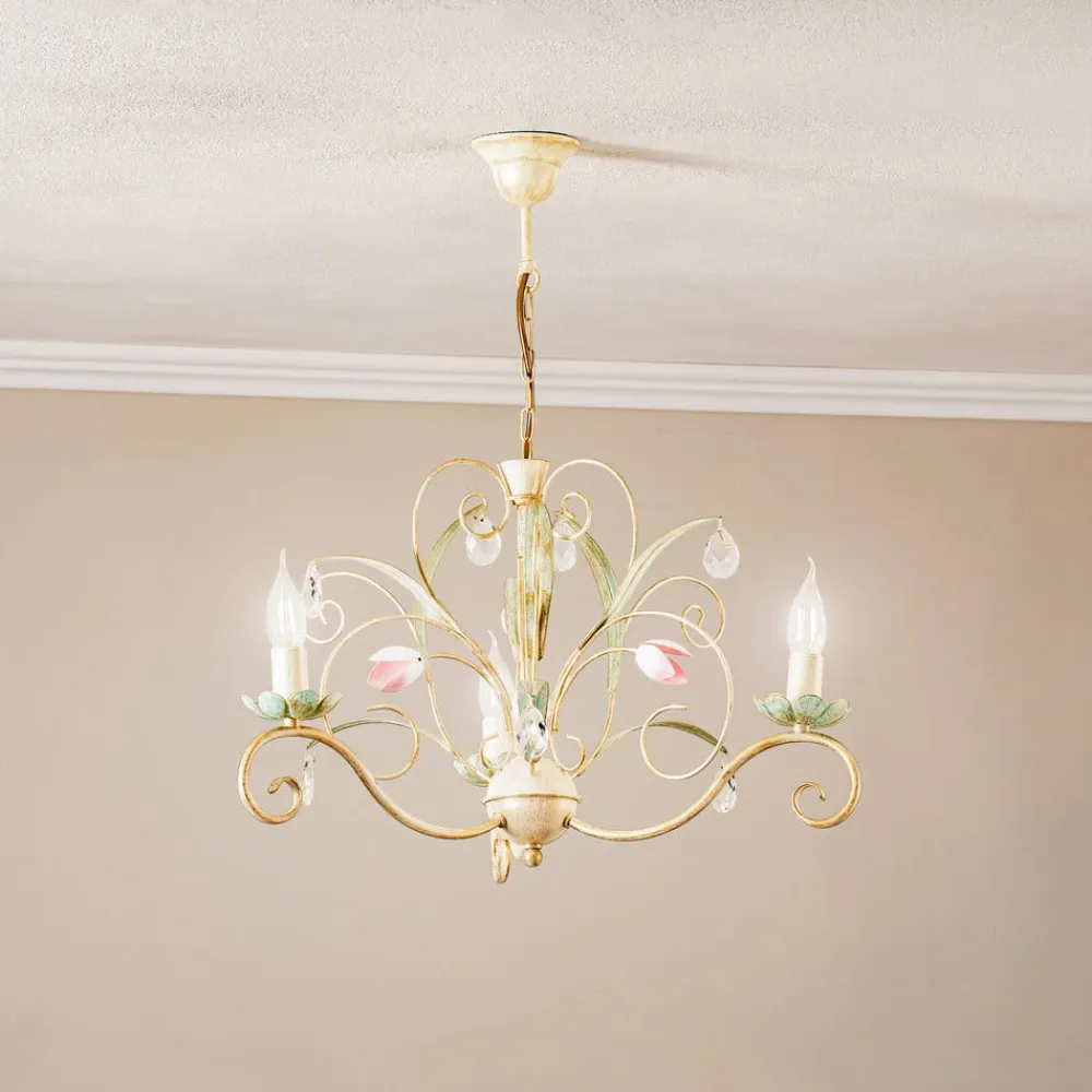 Luminex Lysekrone Florina med blomsterdekoration, 3 lyskilder