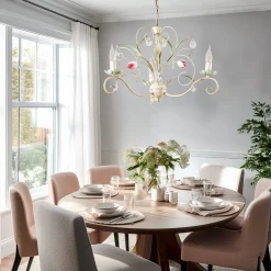 Luminex Lysekrone Florina med blomsterdekoration, 3 lyskilder