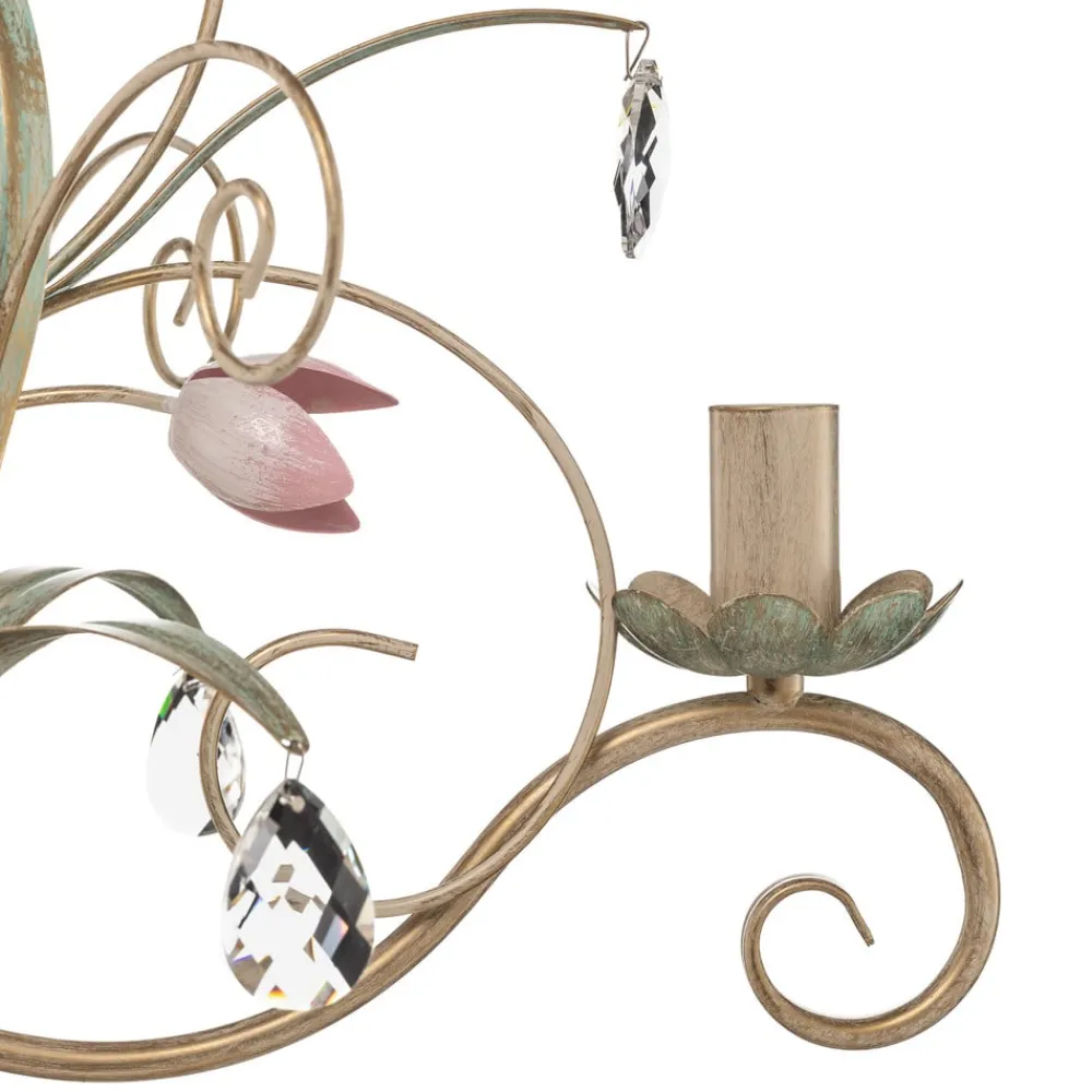 Luminex Lysekrone Florina med blomsterdekoration, 3 lyskilder