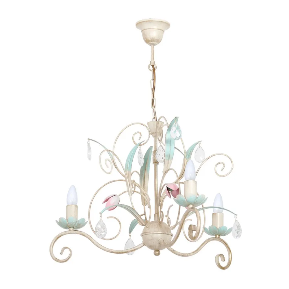 Luminex Lysekrone Florina med blomsterdekoration, 3 lyskilder