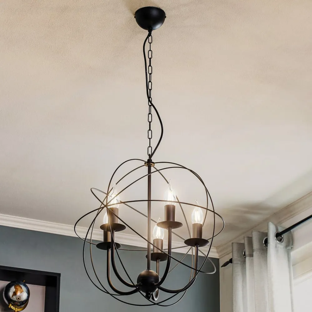 Luminex Lysekrone Globe med 5 lyskilder, sort