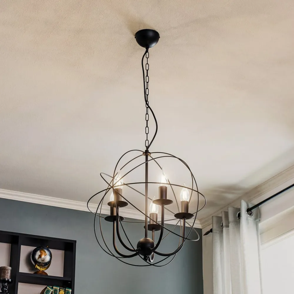 Luminex Lysekrone Globe med 5 lyskilder, sort