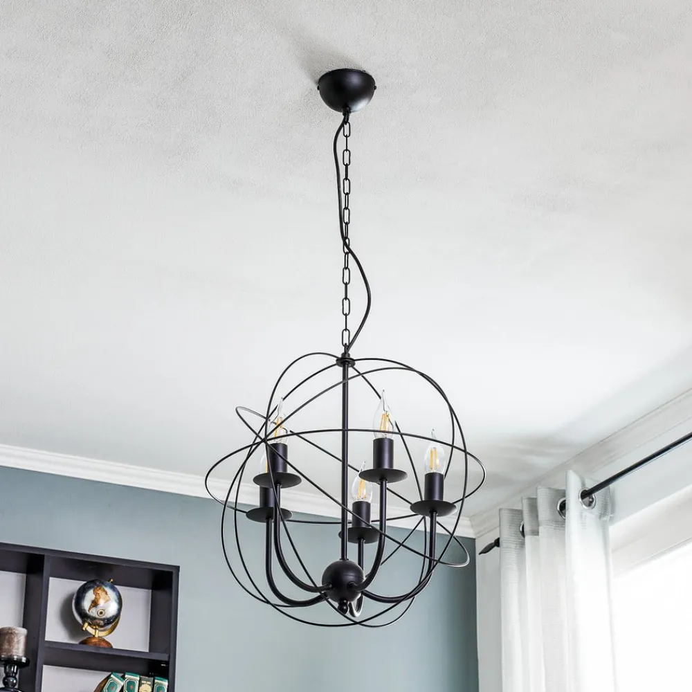 Luminex Lysekrone Globe med 5 lyskilder, sort