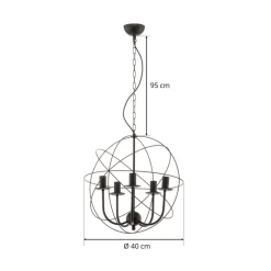 Luminex Lysekrone Globe med 5 lyskilder, sort