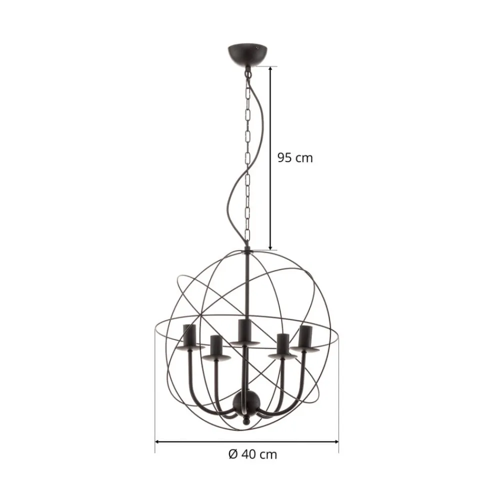 Luminex Lysekrone Globe med 5 lyskilder, sort