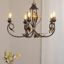 ONLI Lysekroner>Lysekrone Gretel, 5 lyskilder, bronzefarvet, metal, E14