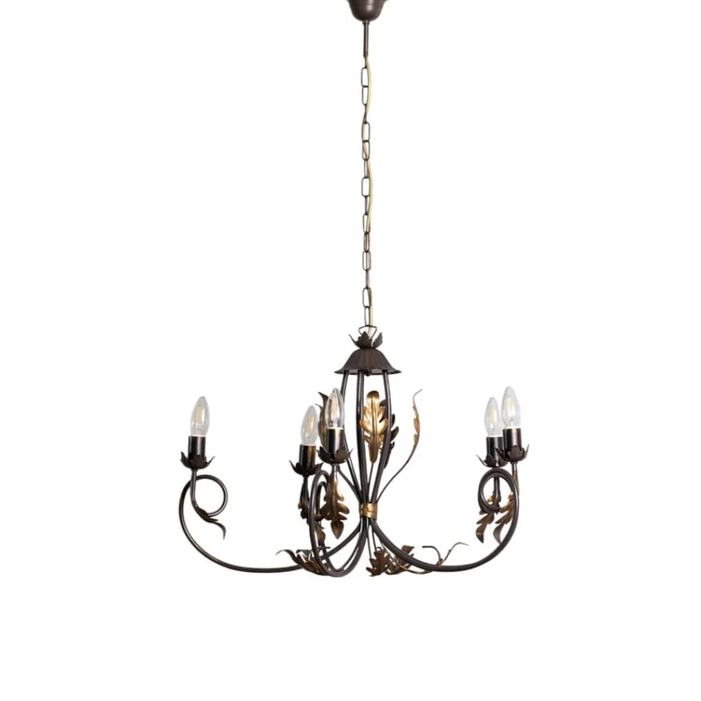 ONLI Lysekroner>Lysekrone Gretel, 5 lyskilder, bronzefarvet, metal, E14