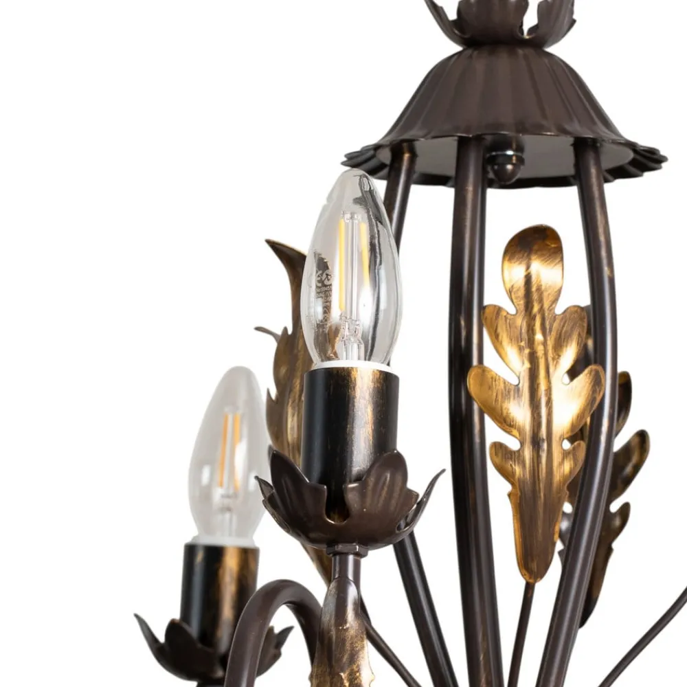 ONLI Lysekroner>Lysekrone Gretel, 5 lyskilder, bronzefarvet, metal, E14