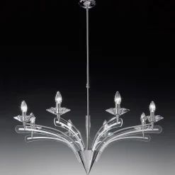 Metallux Lysekrone ICARO med krystalglas, 8 lyskilder, krom