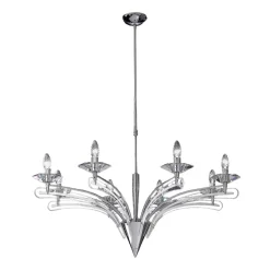 Metallux Lysekrone ICARO med krystalglas, 8 lyskilder, krom