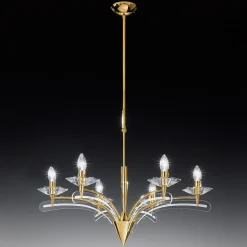 Metallux Lysekrone ICARO, med krystalglas, guld