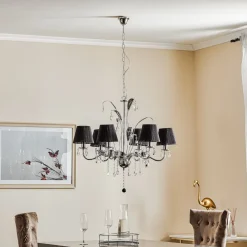 Lysekrone Jacqueline, 6 lyskilder, sort^ONLI New