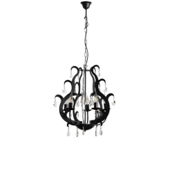 Lysekrone Jane metal sort 5 lyskilder krystal^ONLI