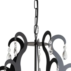 Lysekrone Jane metal sort 5 lyskilder krystal^ONLI