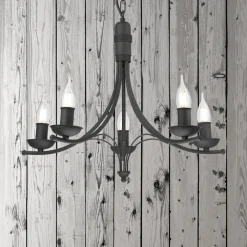 Lysekrone Kandela, 5 lyskilder, sort^Lamkur New