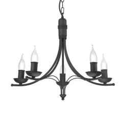 Lysekrone Kandela, 5 lyskilder, sort^Lamkur New