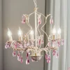 Lysekrone Kate, 5 lyskilder hvid, rosékrystaller^ONLI Best