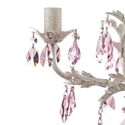 Lysekrone Kate, 5 lyskilder hvid, rosékrystaller^ONLI Best